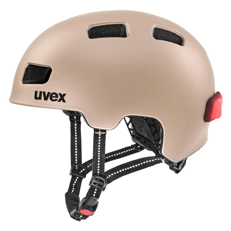 uvex city 4 - lightweight city helmet for women and men - individually adjustable fit - includes LED light - soft gold matt - 55-58 cm