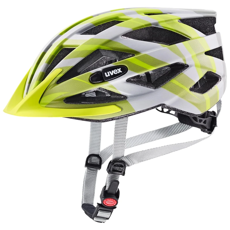 uvex air wing cc - lightweight all-round helmet for women and men - individually adjustable fit - expandable with LED light - grey-lime matt - 52-57 cm