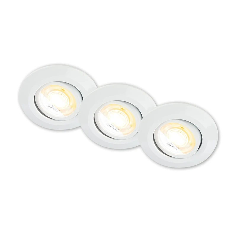 BRILONER - Set of 3 LED recessed spotlights 230V Housing 50% Recycled, Dimmable, Swivelling, Ra90, Colour Temperature Change, LED spot, Flat, Ceiling spotlights, Recessed Lights, 68mm, 90x24mm