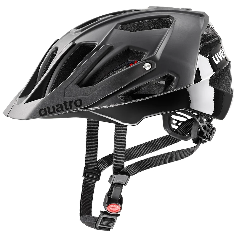 uvex quatro cc - safe MTB helmet for women and men - individually adjustable fit - adjustable visor - all black matt - 56-61 cm