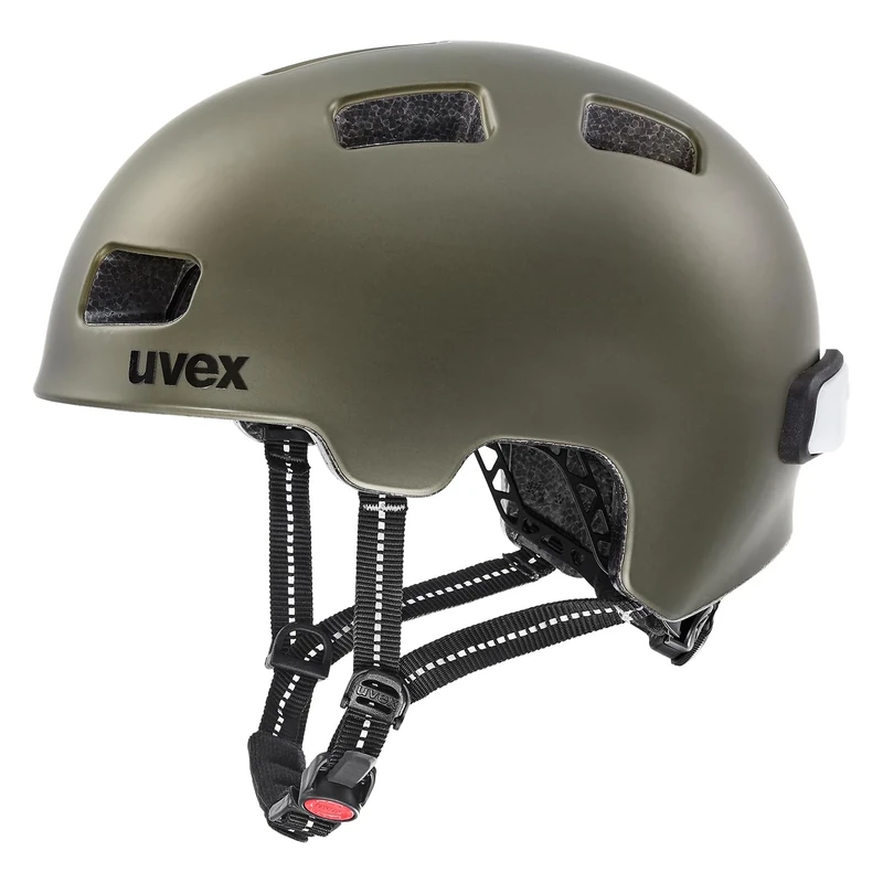 uvex city 4 - lightweight city helmet for women and men - individually adjustable fit - includes LED light - green smoke matt - 58-61 cm