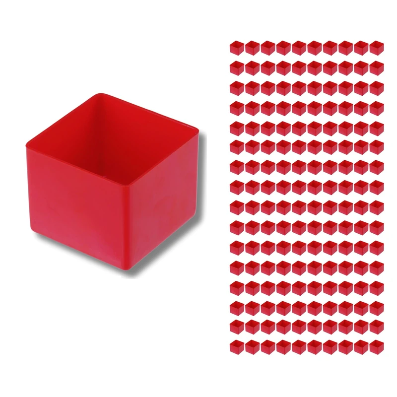 hünersdorff Set of 160 Insert Boxes 54 x 54 x 45 mm (L x W x H) – Insert Box – Set for Individual Equipping of Assortment Boxes, Small Parts Cases, Drawers and Cabinets – Red - Image 1