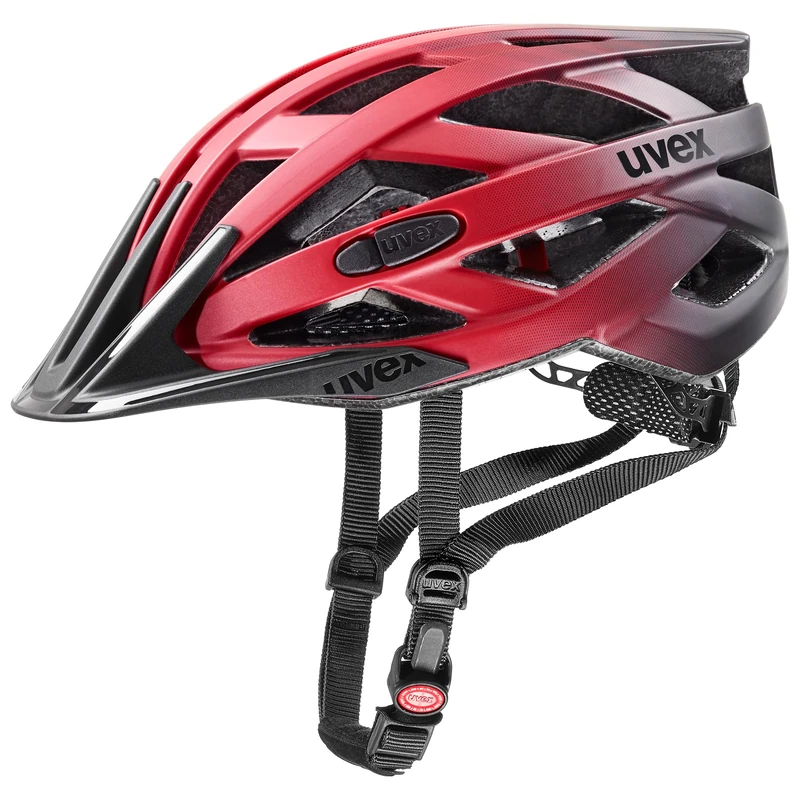 uvex i-vo cc - lightweight all-round helmet for women and men - individually adjustable fit - expandable with LED light - red-black matt - 52-57 cm