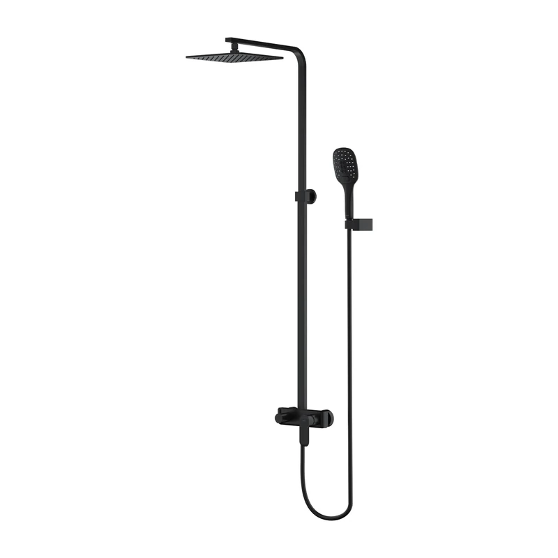 Omnires SC2344BL Bathroom Shower System which is Mount on The Plaster Sacramento-black-SC2344BL, Black