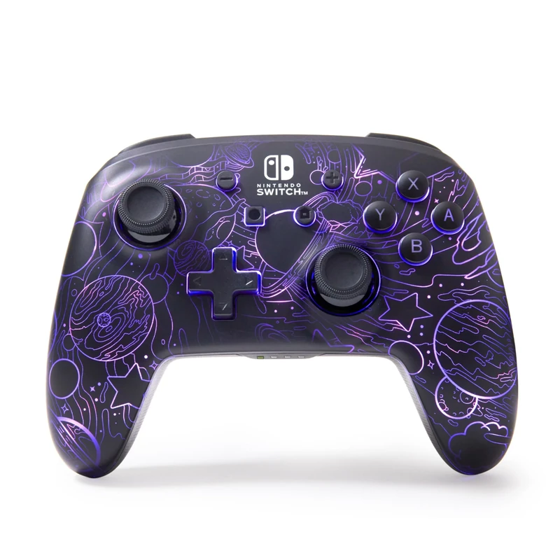 PowerA Enhanced Wireless Controller for Nintendo Switch with Lumectra - Galactic Vortex, RGB lighting reveals a hidden galaxy design, rechargeable battery, motion controls, officially licensed