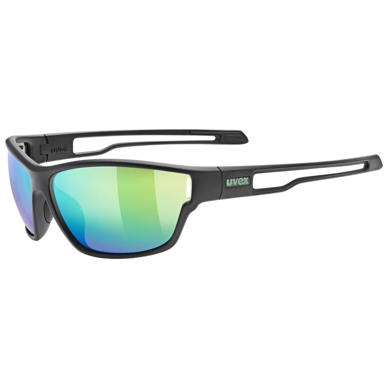 uvex sportstyle 806 - sports glasses for adults - strong UV protection - contrast enhancing - black matt - one size