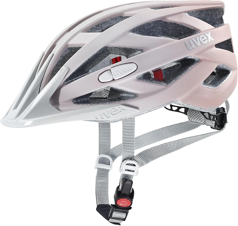 uvex i-vo cc - lightweight all-round helmet for women and men - individually adjustable fit - expandable with LED light - grey-rosé matt - 56-60 cm