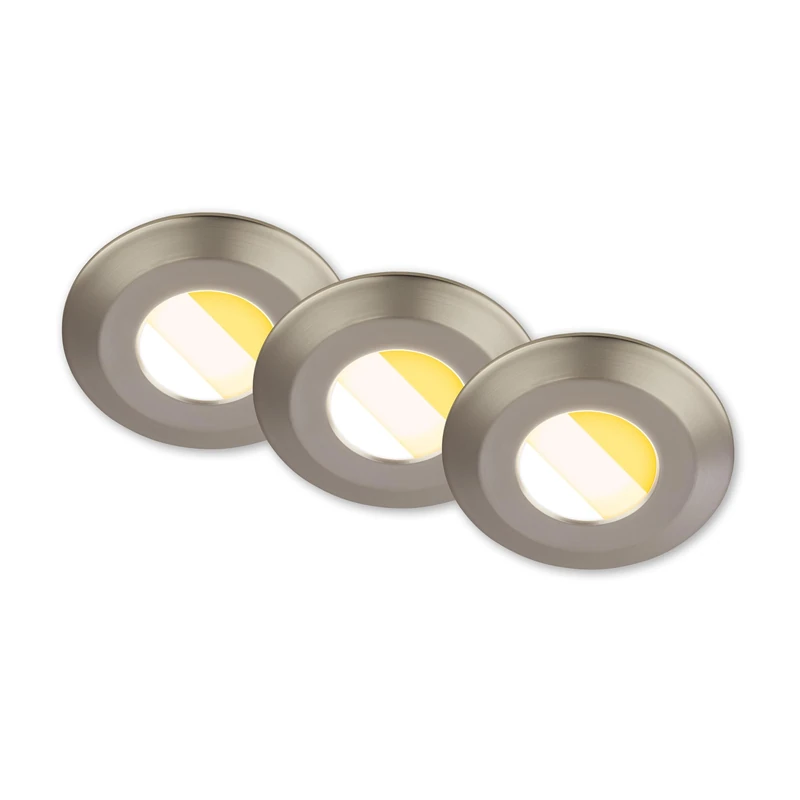 BRILONER - Set of 3 LED recessed Bathroom spotlights 230V Housing 50% Recycled, Colour Temperature Change, Dimmable, IP44, Ra90, LED spot, Flat, Ceiling, Recessed Lights, Bathroom, 68mm, 90x30mm