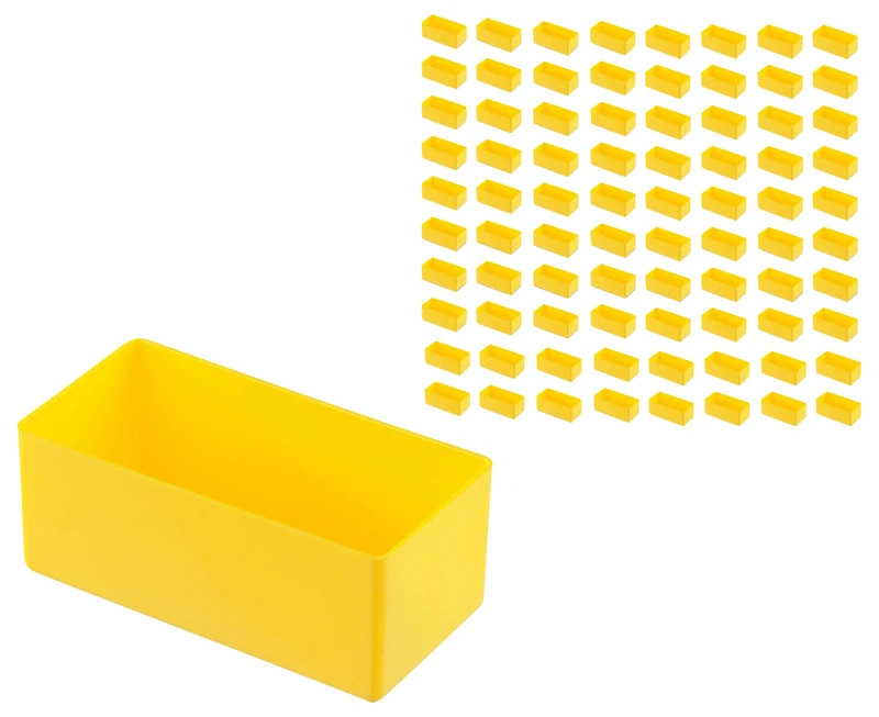 hünersdorff Set of 80 Insert Boxes 108 x 54 x 45 mm (L x W x H) – Insert Box – Set for Individual Equipping of Assortment Boxes, Small Parts Cases, Drawers and Cabinets – Yellow