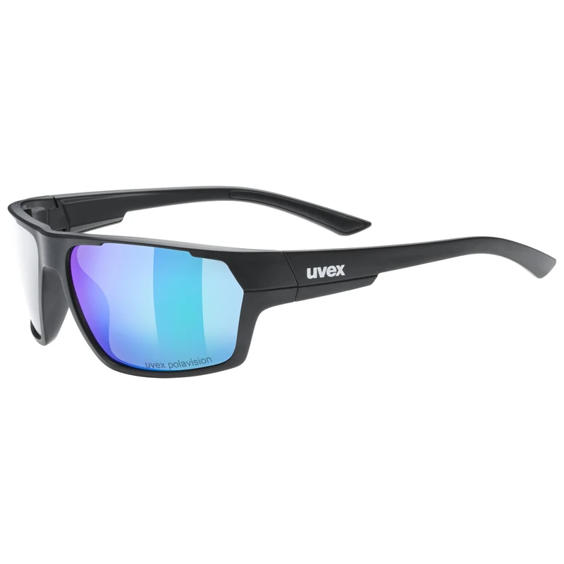 uvex sportstyle 233 P - sports glasses for adults - strong UV protection - contrast enhancing - black mat - one size
