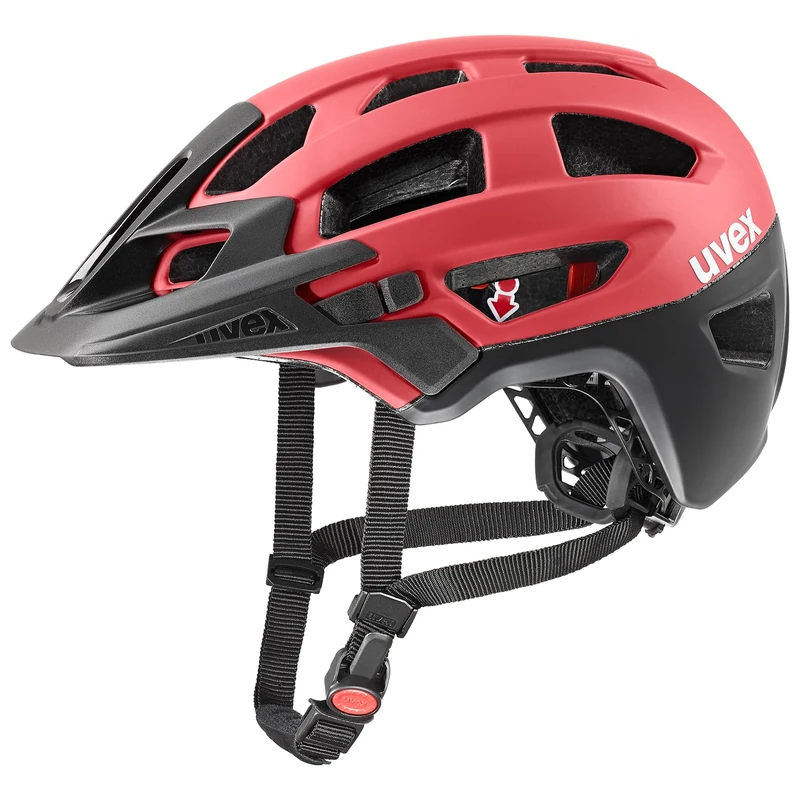 uvex finale 2.0 - safe MTB helmet for women and men - individually adjustable fit - expandable with LED light - red-black matt - 52-57 cm