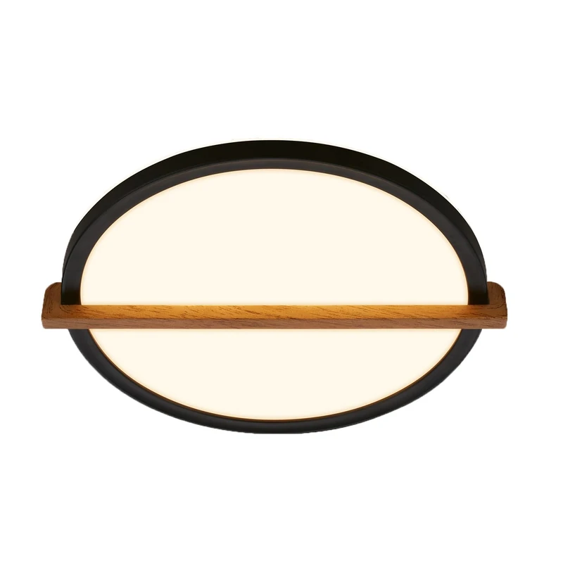 BRILONER - LED Ceiling lamp with Wood, indirect Light, 3,000K Warm White, LED lamp, LED Ceiling Light, Living Room lamp, LED Panel, Kitchen lamp, Ceiling Lighting, 29 x 31.5 x 4 cm, Black
