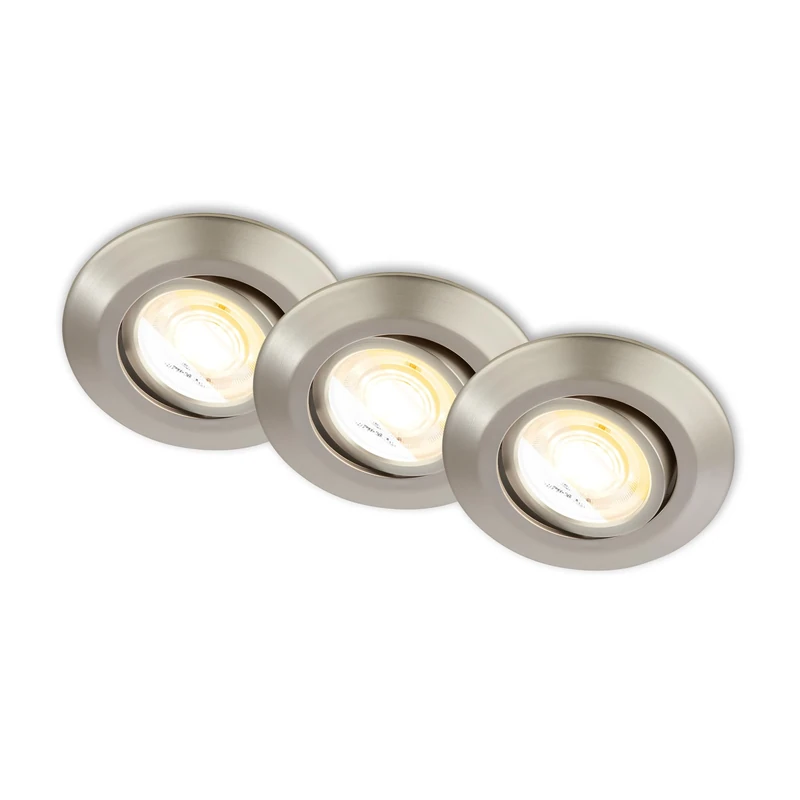 BRILONER - Set of 3 recessed LED spotlights 230V Housing 50% Recycled, Dimmable, Swivel, Ra90, Colour Temperature Change, LED spot, Flat, Ceiling spotlights, Recessed Lights, 90x24mm (DxH)