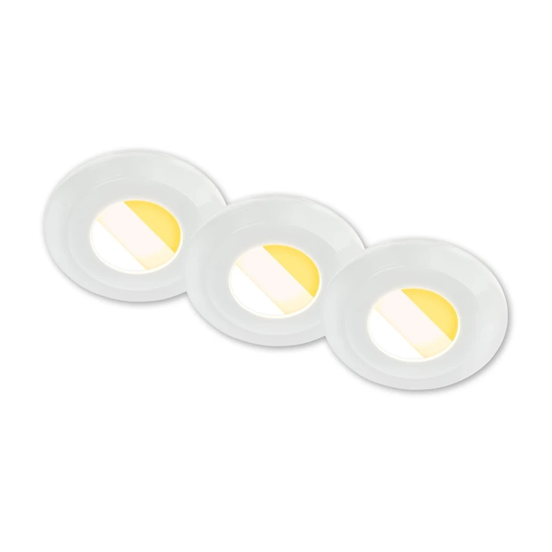 BRILONER - Set of 3 LED recessed Bathroom spotlights 230V housing 50% Recycled, Colour Temperature Change, dimmable, IP44, Ra90, LED spot, Flat, Ceiling, recessed Lights, Bathroom, 68mm, 90x30mm