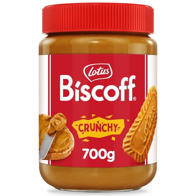 Lotus Biscoff, Crunchy, Sweet Spread, Caramelised Biscuit Flavour, Vegan, Nut Free Recipe, No Added Colours or Flavours, 700g