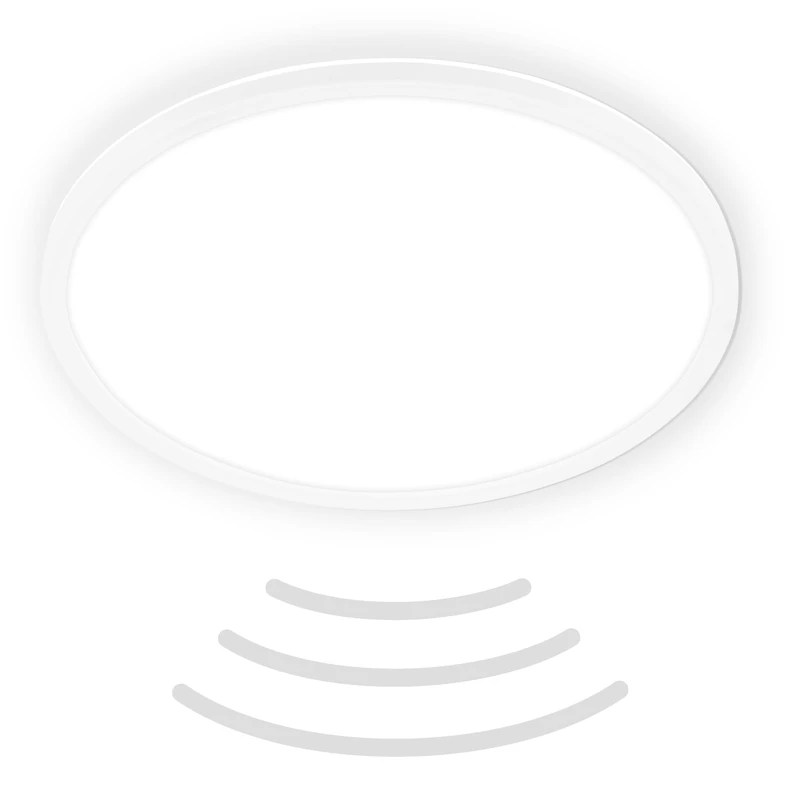 Briloner - LED Ceiling lamp with Motion Detector IP44 3m Range, Neutral White Light Colour, Flat, 120 Degree Detection, LED Ceiling Light, LED Panel, Bathroom lamp, Bathroom lamp, 42x3 cm, White
