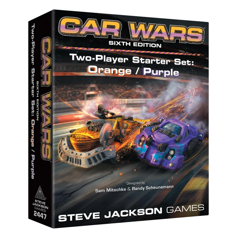 Steve Jackson Games | Car Wars 2-Player Starter Set Orange Purple | Strategy Game | Action-Packed Vehicle Combat Game for 2 Players for Ages 14 and Up | English