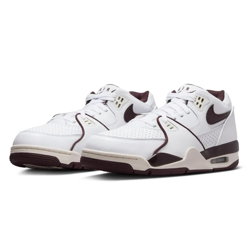 NIKE FQ8256-100 AIR Flight '89 Low Men White/Burgundy Crush-Phantom UK 8.5