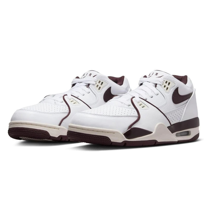 NIKE FQ8256-100 AIR Flight '89 Low Men White/Burgundy Crush-Phantom UK 7.5