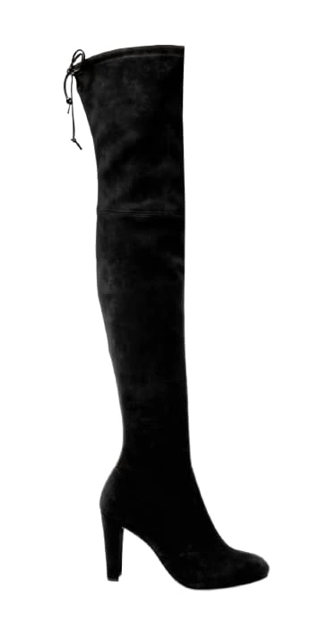 STUART WEITZMAN Pre-Loved Highland Stretch Suede Over-The-Knee Boots Black
