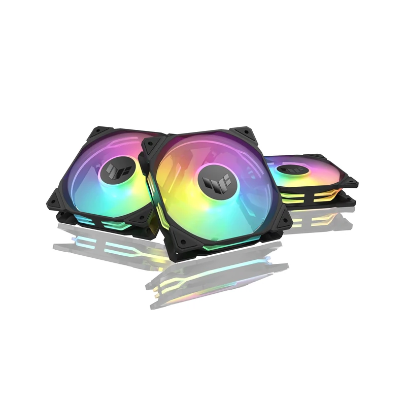 ASUS TUF Gaming TR120 ARGB Reverse Triple Pack Black Edition 120mm Fans (28mm Frame, Static Pressure at 2.75mm H2O, 76.3CFM Airflow, Dual Layer LED Matrix, Aura Sync)