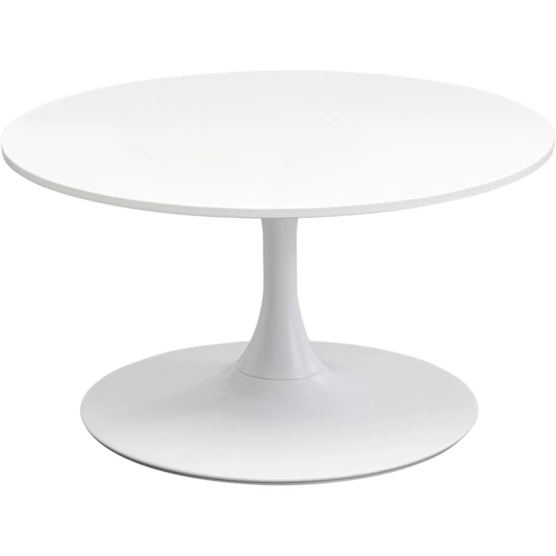 Kare Design Coffee Table Schickeria, White, Steel Base, Diameter 80cm, Modern, Round Sofa Side Table, Decorative Home Accessories, Room Decor for Living Room