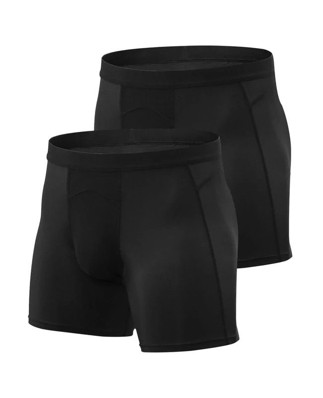Niksa 2 Pack Mens Sports Underwear Gym Running Boxers Shorts Trunks,Black,S