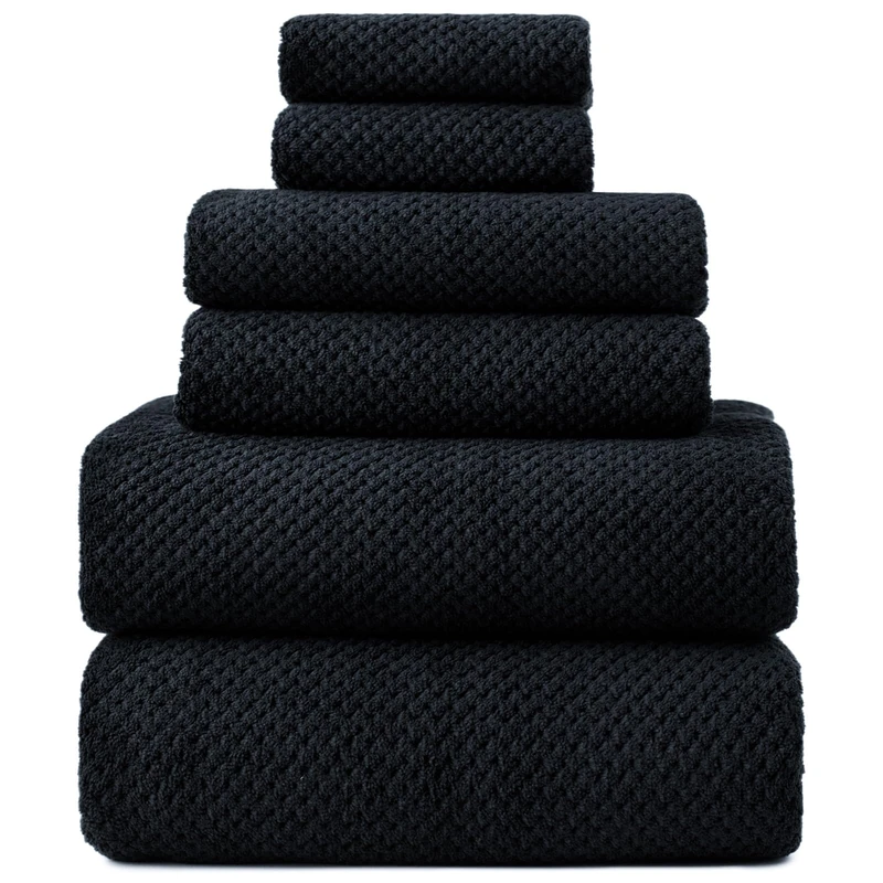 HVMS Oversized Bath Towels Extra Large 40x80 Inches Bath Sheets for Adults Super Soft Quick Dry Highly Absobent Microfiber Shower Towels (6 Piece,Black)