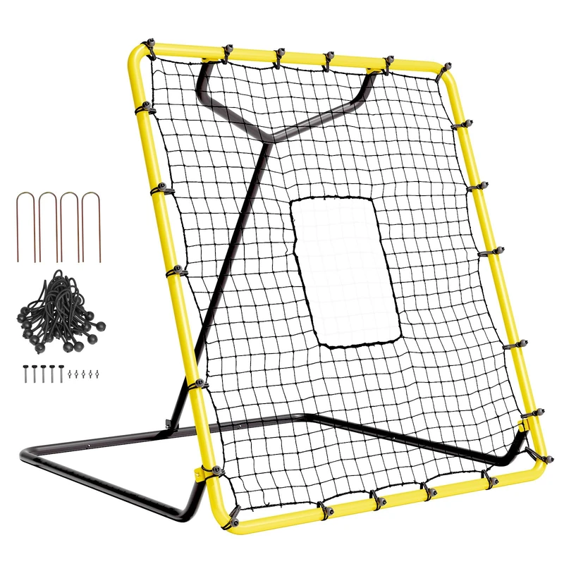 VEVOR Baseball Softball Bounce Net Baseball Net Pitchback 1219.2 x 1377.6 mm for Fielding Launch Training, Bounce Net for Coach, Adjustable Angle Batting Net Training