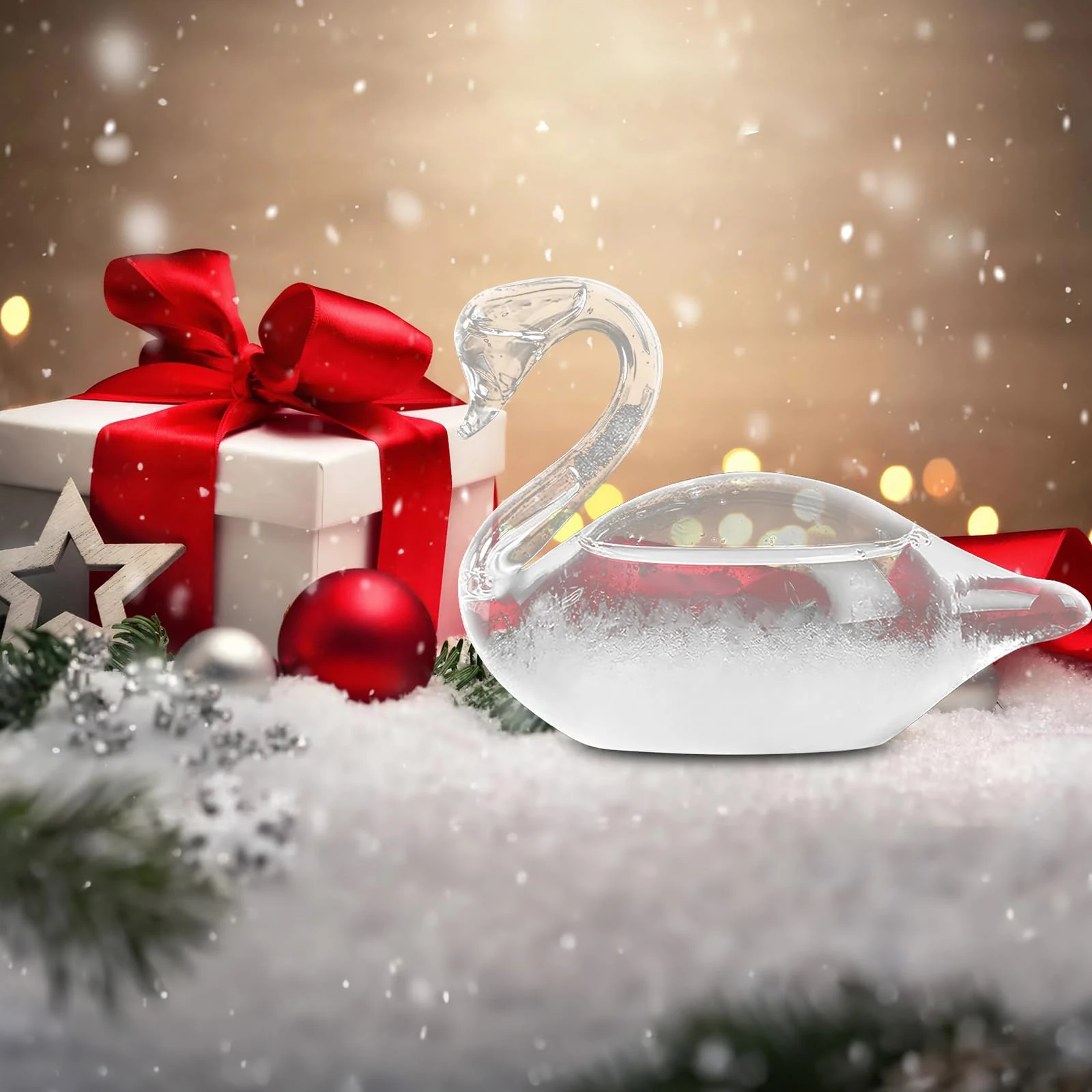 Storm Glass Weather Station, Swan Glass Weather Forecaster Barometer Weather Forecast Bottle Weather Predictor Desktop Decorative Unique Gifts for Halloween Thanksgiving Christmas