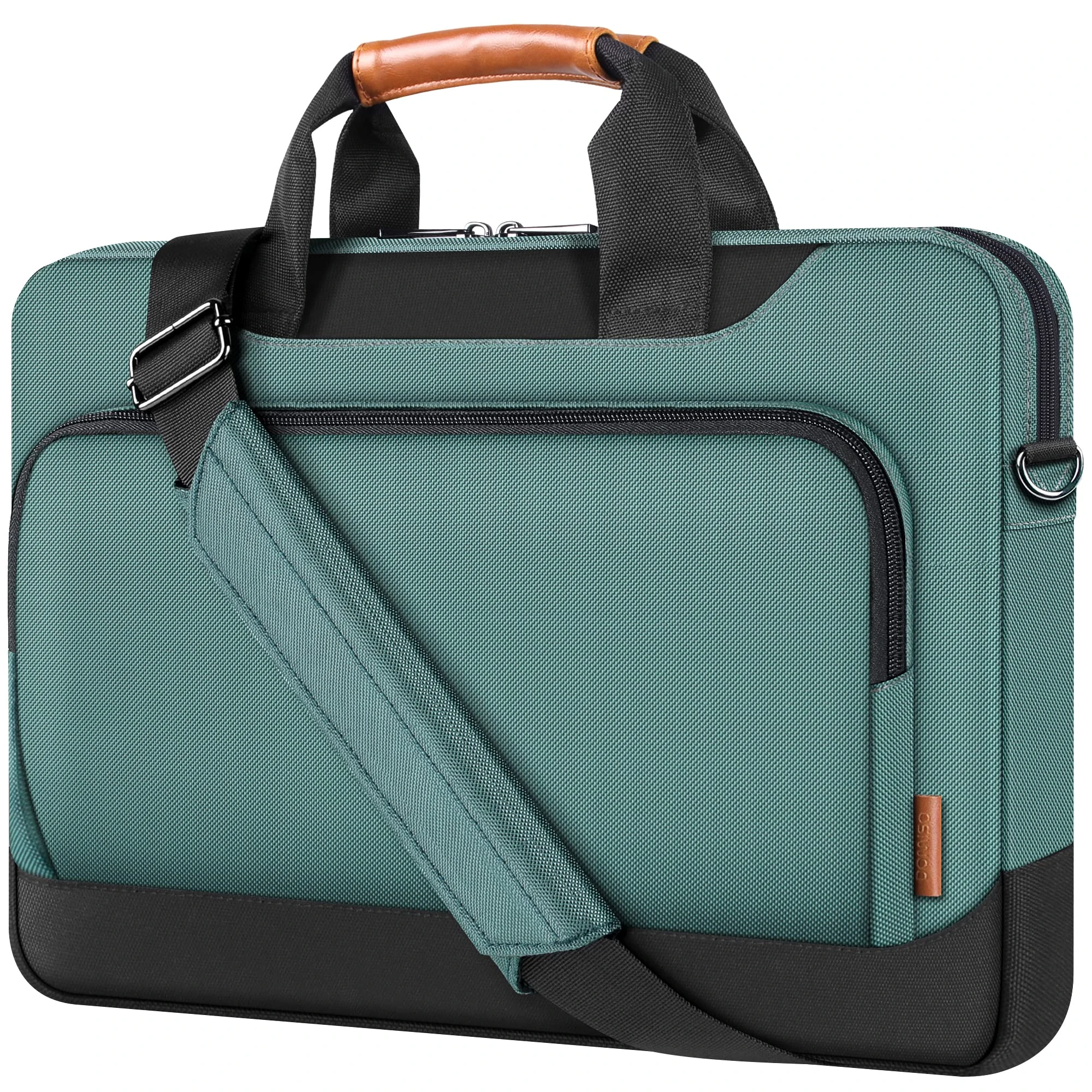 DOMISO 13.5-14 Inch Laptop Sleeve Business Briefcase with Shoulder Strap Portable Carrying Case Compatible with MSI Prestige 14/ASUS Chromebook/Dell Latitude/HP ProBook/MacBook/Acer Swift 3,Green