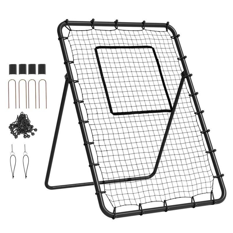VEVOR Baseball and Softball Rebounder Net, 4 x 6 Feet PitchBack Baseball Net for Pitching and Fielding Training, 4 Adjustable Angles