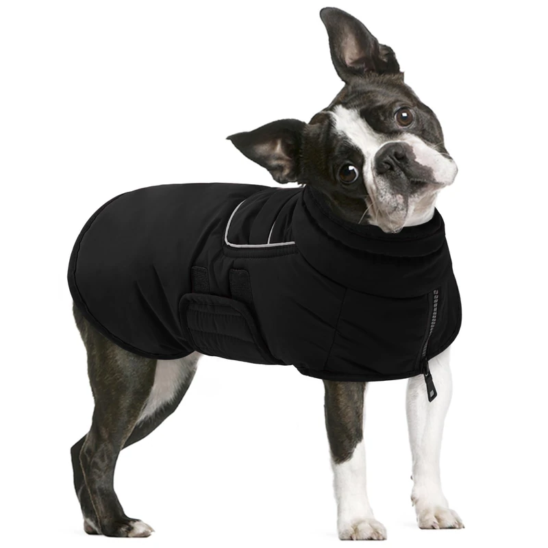 AOFITEE Winter Coat, Waterproof Jacket With Harness Hole, Warm Fleece Puffer Jacket, Reflective Windproof Snowsuit for Small Medium Large Dogs, Dachshund, French Bulldog, L