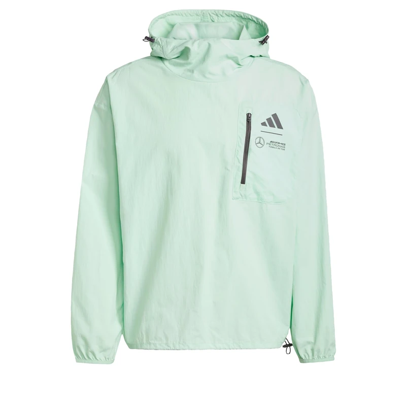 adidas Men's MERCEDES - AMG PETRONAS FORMULA ONE TEAM PREMIUM WOVEN WIND BREAKER MEN, frozen green/grey strata, XXL