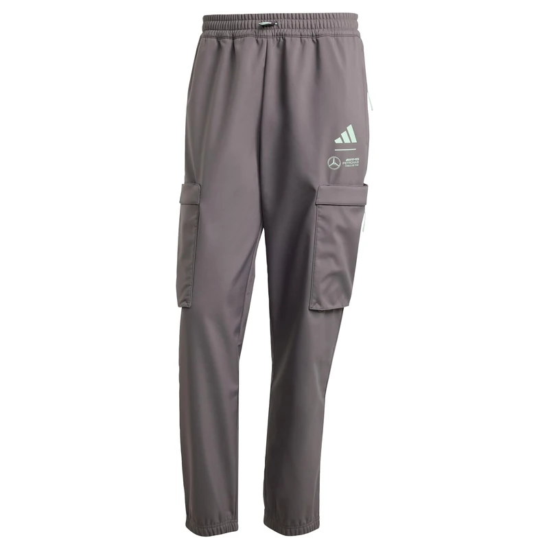 adidas Men's Mercedes - AMG Petronas Formula ONE Team Premium Woven Pant Men, Grey strata/Frozen Green, L