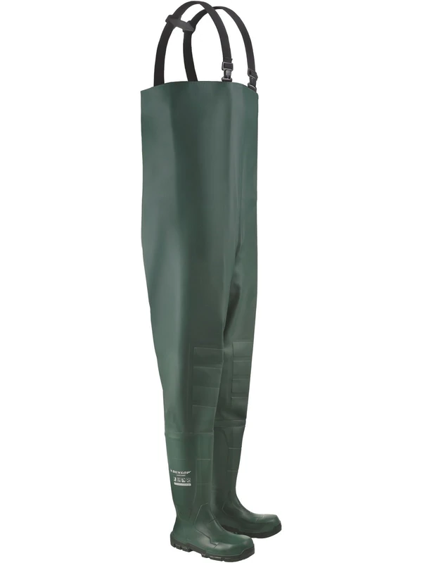 DUNLOP JobGUARD Full Safety Chest Wader - Unisex, Lightweight with Snug-fit, Chemical and Slip Resistant Work Waders, Acifort, Heritage Green - EU43, UK9