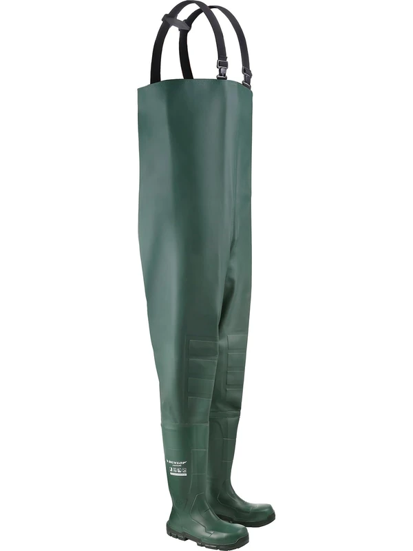 DUNLOP JobGUARD Full Safety Chest Wader - Unisex, Lightweight with Snug-fit, Chemical and Slip Resistant Work Waders, Acifort, Heritage Green - EU46, UK11