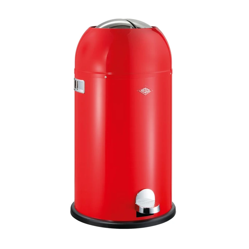 Wesco Kickmaster waste collector, red, powder-coated sheet steel, integrated damper, 33 litre volume, large opening
