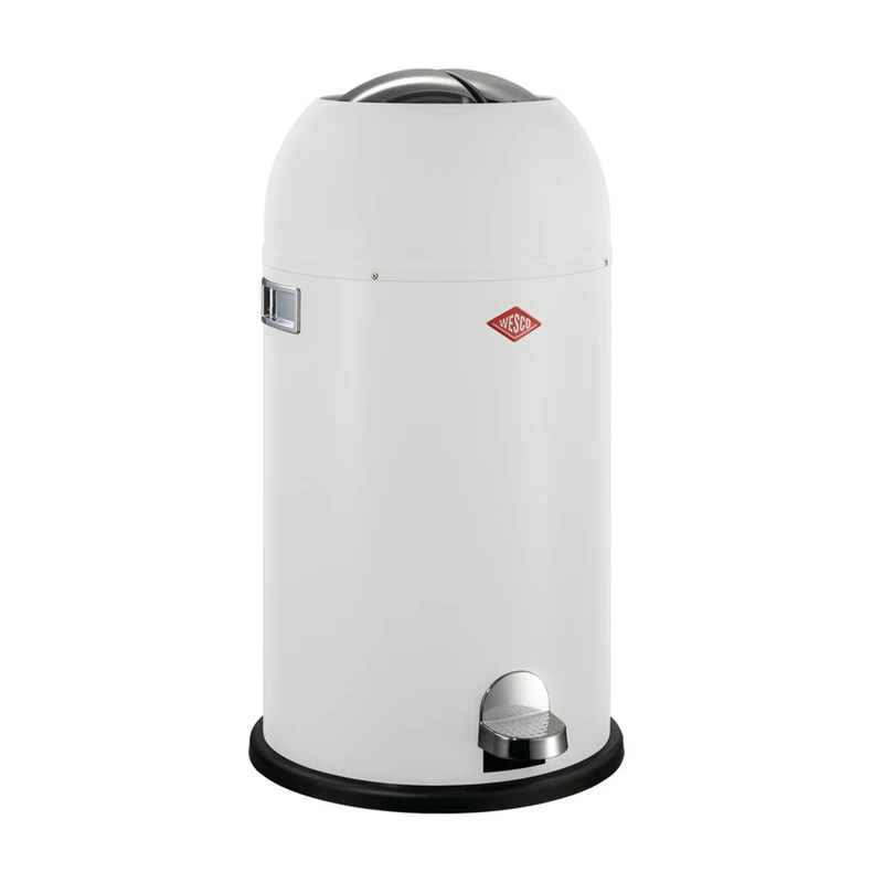 Wesco Kickmaster waste bin, matt white, powder-coated sheet steel, built-in damper, 33 litre volume, large opening