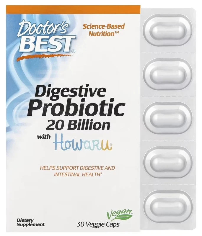 Doctor's Best - Digestive Probiotic | Supports Gut Health with 20 Billion CFU - 30 Capsules