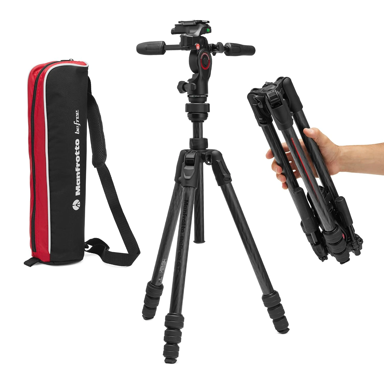 Manfrotto Befree GT PRO 4-Section Carbon Fiber Travel Tripod with 3-Way Pan/Tilt Head, Black