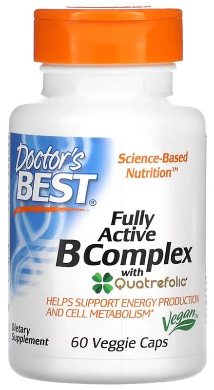 DoctorsBEST Doctor's Best - Fully Active B-Complex with Quatrefolic | Support for Energy, Metabolism and Cognitive Health - 60 vcaps