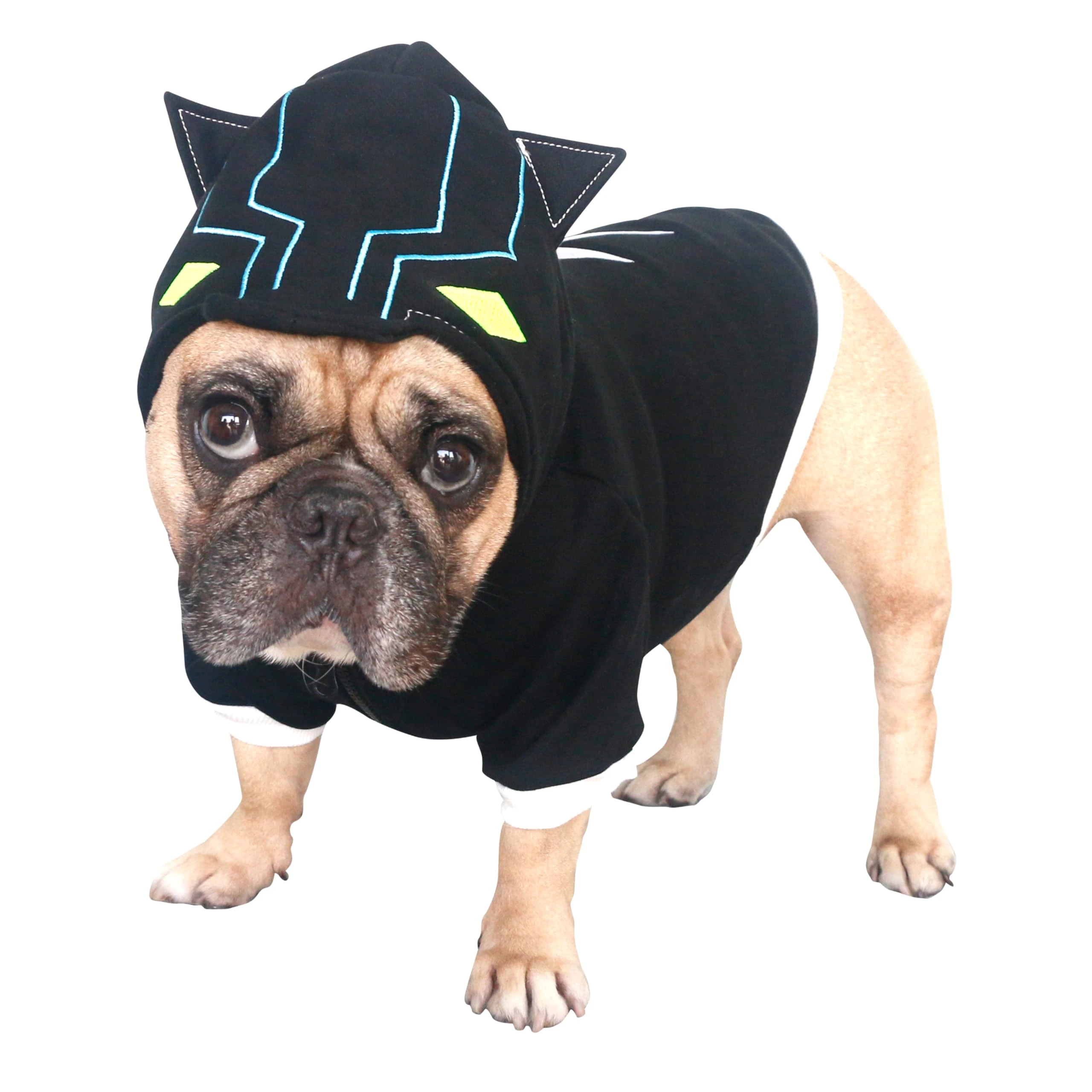 iChoue English Bulldog Black Panther Halloween Costumes Clothes Hoodies Shirts Vest for Medium Dogs Cold Weather Winter Coats French Frenchie Pug Pitbull - Black, XLarge