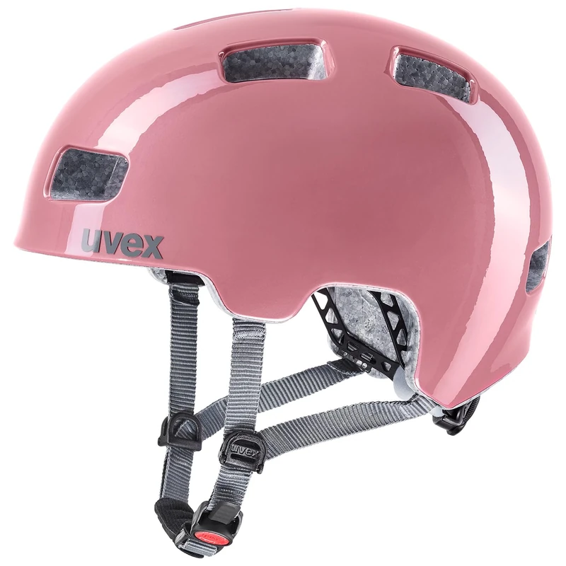 uvex hlmt 4 - lightweight bicycle helmet for children - individually adjustable fit - washable inner padding - rosé - grey - 51-55 cm