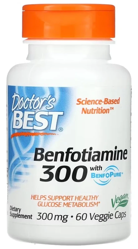 Doctor's Best - Benfotiamine with BenfoPure | High-dose Vitamin B1 to Support The Nervous System - 300mg - 60 vcaps