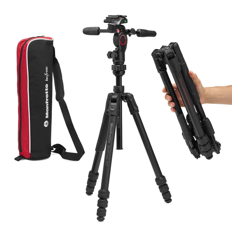 Manfrotto Befree GT PRO 4-Section Aluminum Travel Tripod with 3-Way Pan/Tilt Head, Black
