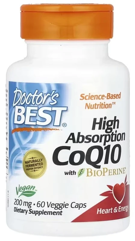 DoctorsBEST Doctor's Best - CoQ10 with high Absorption and BioPerine | 200mg - Supports Heart Health and Energy - 60 Vegan Capsules
