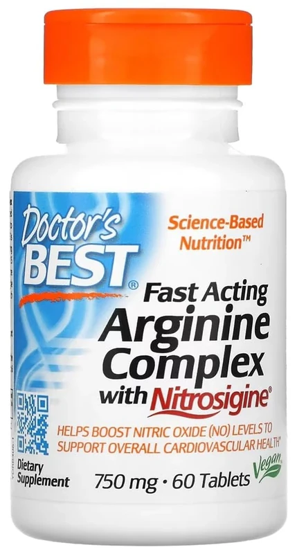 DoctorsBEST Doctor's Best - Fast Acting Arginine Complex with Nitrosigine | Support for Blood Flow and Performance - 60 Tablets