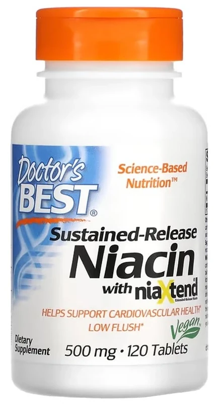 DoctorsBEST Doctor's Best - Time-Release Niacin with niaXtend, 500mg | Supports Heart Health and Energy Metabolism - 120 Tablets