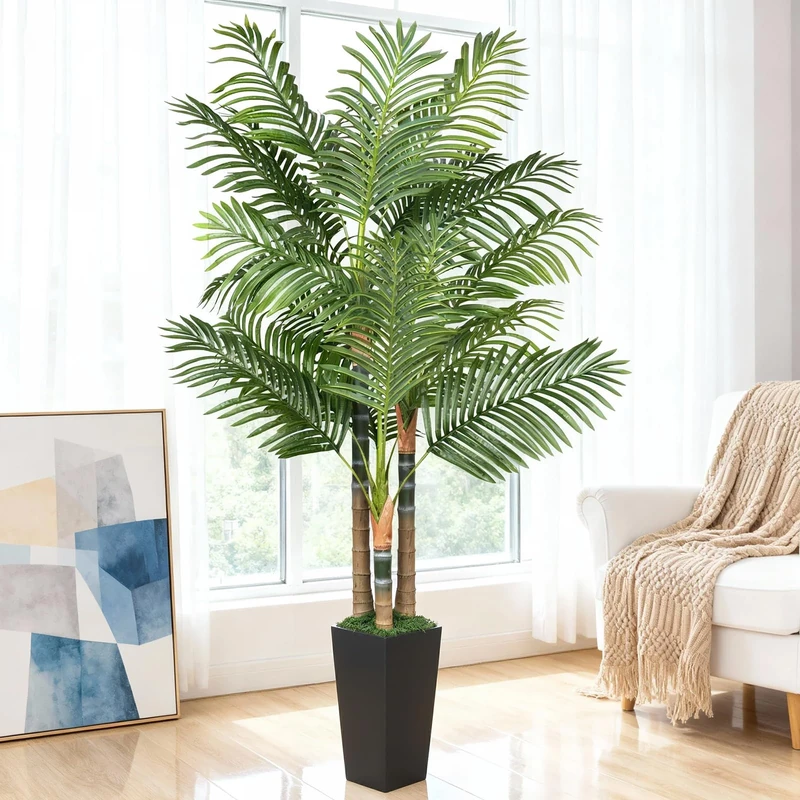 EOOIO Artificial Olive Tree, 6FT Tall Faux Silk Plant Artificial Tree in Potted Oliver Branch Leaves and Fruits for Modern Home Decor Indoor